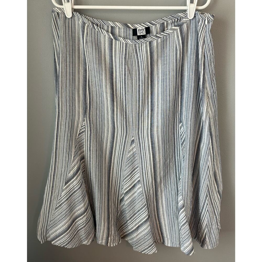 Studio 1940 Linen Blend Flowy Midi Skirt Size 16